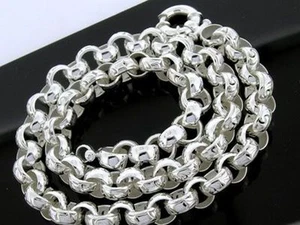 L093 Genuine SOLID 925 STERLING Silver BOLT RING Necklace Filigree Belcher Links - Picture 1 of 4