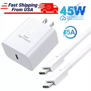 45W USB-C Super Fast Wall Charger Type-C Cable For Samsung S24 S23 S22 S21 Ultra - Picture 1 of 19