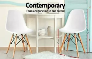 4x Replica Retro Dining Chairs Cafe Kitchen Beech (White Colour) - Picture 1 of 17