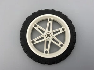 LEGO Mindstorms 1x WHEEL Black Tire & White Rim 81.6 x 15 Motorcycle Technic - Picture 1 of 3