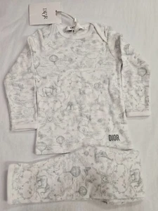 Dior Baby Girls Boys White Light blue Two Piece Cotton Set Size 6 Months $372! - Picture 1 of 3