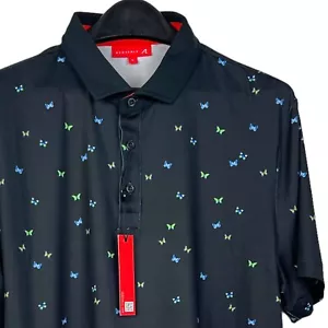NEW Redvanly Mens Medium Fullerton Butterfly Golf Polo Performance Tuxedo Black - Picture 1 of 8