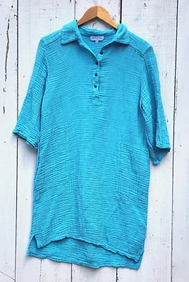 Michael Stars Women Light Blue Cecily Cotton Gauze Crinkle Dress Sz S - Image 1 of 4