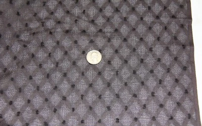 Vtg Black Fabric Semi Sheer Argyle Print Velvety Spots 3+ yds Textile Material - Image 1 of 4