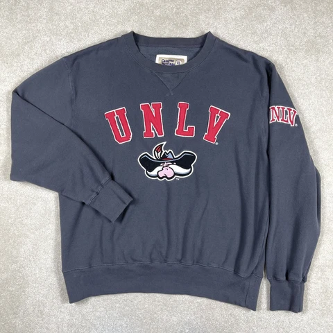 UNLV Rebels Sweatshirt Mens XL Gray Embroidered Spell Out NCAA Sweater Pullover Cover
