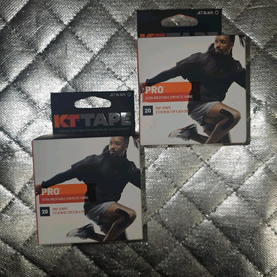 KT Tape Pro Kinesiology Cinta Terapéutica Jet Black 20 Tiras Pro Lote de 2 Foto 1 de 1