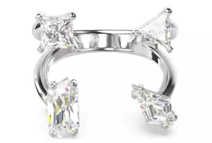Swarovski 5661703 Anello aperto Mesmera Taglio misto Bianco Placcato Argento - Foto 1 di 2