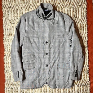 J. Ferrar Men’s Medium Gray Plaid Slim Fit Blazer Puffer Suit Jacket - Picture 1 of 9