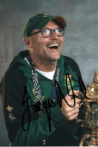 SOUTH AFRICA RUGBY: JACQUES NIENABER SIGNED 6x4 WORLD CUP TROPHY PHOTO+COA - Picture 1 of 1