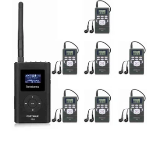 Sistema de audio auditivo asistido inalámbrico transmisor de micrófono 7 receptores para reunión - Imagen 1 de 18