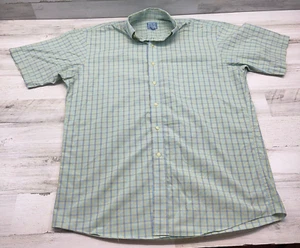 Jos A Bank Stays Cool Mens Button Short Sleeve Shirt Medium Plaid Blue Green - Picture 1 of 8