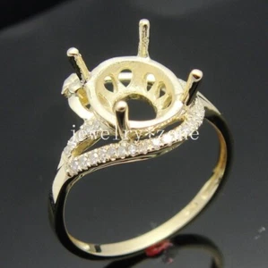 Solid 10k Yellow Gold Women's Party Si/h Diamond Fine Semi Mount Ring 8x9mm Oval - Picture 1 of 2
