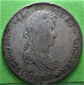 FERNANDO VII, 8 Reales, 1819, MÉXICO -JJ, Plata, COLONIAL ESPAÑOL - Imagen 1 de 2