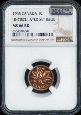 1965 Canada Small Cent 1C NGC MS66 RD - Quality - Image 1 of 2