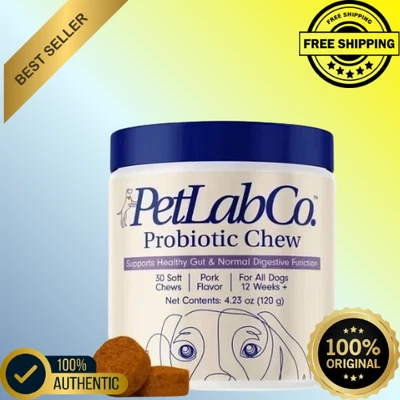 PET NATURALS Pet Lab Co. Probiotic Chews for Dogs – Pork Flavor, 30 Soft Chews (120g) – NEW