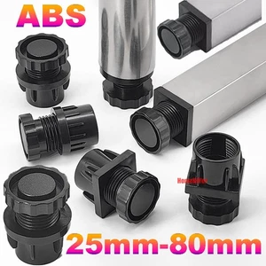 ABS Plastic Adjustable Furniture Feet Levelling Leg Pad Plugs Tube Pipe End Caps - Picture 1 of 29