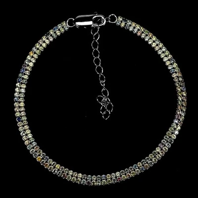 Brazalete de plata de ley 925 zafiro redondo corte diamante piedras preciosas joyería 7,5 pulgadas Foto 1 de 4