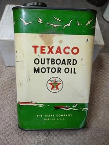 Texaco fueraborda motor aceite cuarto lata vintage lata publicidad gasoil - Imagen 1 de 4
