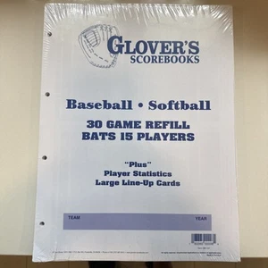 3x Glover's Scorebooks Baseball/Softball Punteggi e Statistiche Ricarica 30 Giochi Ea Pack - Foto 1 di 3