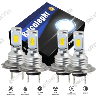 H7 H7 LED Headlight KIT Combo Bulbs High Low Beam Super Bright White 10000K - Image 1 of 4