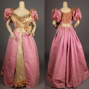 1888s Victorian Dress Historical Victorian Gothic Steampunk Pink Princess Dress  - Picture 1 of 7