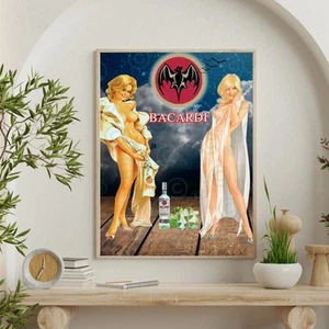 Huge Vintage Retro Bacardi Beer Poster 18x24 Inches Classic 80s ART - Picture 1 of 2