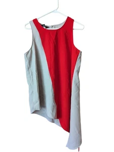 Alfani ärmellose Tunika Bluse Damen asymmetrisch rot grau einfarbig Top Gr. 6 - Bild 1 von 6