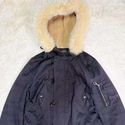 APC Fox N-3B Military Jacket Fur Trim Black for Men - Image 1 of 4