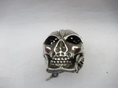 Large Silver Skull Watch by john kent manchester very interesting black dial — 第 1/4 张图片