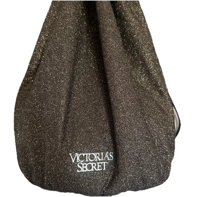 Victoria’s Secret Drawstring Backpack Limited Edition Black Glitter Tote Bag - Image 1 of 4
