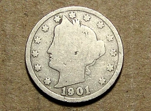 1901   Liberty  Head   V Nickel     ACTUAL  COIN                     90915203-05 - Picture 1 of 2