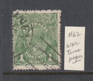 Australia King George #62 (USED) War Paper Variety - Picture 1 of 1