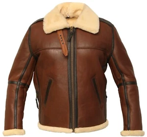 Chaqueta de aviador de vuelo de piel de oveja bombardero B6 real piel de oveja para hombre - Imagen 1 de 5