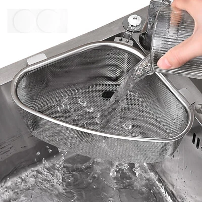 Cesta coladora de fregadero de acero inoxidable, estante de drenaje triangular, filtro de alimentos de cocina Foto 1 de 4