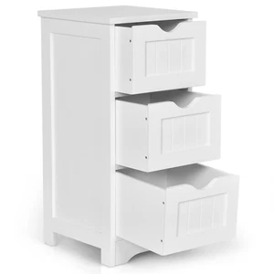 Bathroom Floor Cabinet - Freestanding Wooden Storage Organizer w/ 3 Drawers - Picture 1 of 12