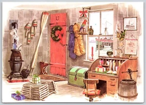 Tarjeta de Felicitación Deseos Más Cálidos Felices Fiestas Rojo Granja Estudio Rústico Navidad - Imagen 1 de 4