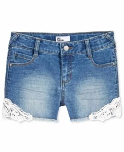 Epic Threads Juniors Girls White Lace-Trim Blue Denim Shorts Size 16 - Picture 1 of 2