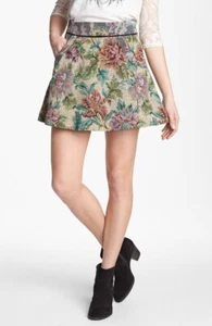 Falda acampanada Free People tapiz estampado floral verde/multi talla 10 - Imagen 1 de 2