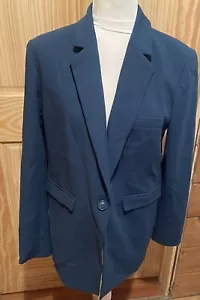 NEW Nordstrom One Button Blazer Stretch Blue Ceramic Size Large ~ MSRP $119.99 - Picture 1 of 7