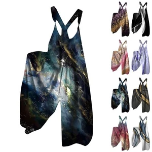 Women's Casual Overalls Jumpsuits One Piece Sleeveless Floral Wide Leg Rompers🔥 - Picture 1 of 38