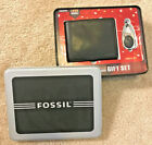 NWT Men’s Fossil Black leather wallet w/ Flasher Key Fob