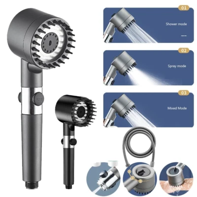 Duschkopf 3 Modi Hochdruck-Wassereinsparung mit Filter Körpermassage Kopfhaut - Bild 1 von 4