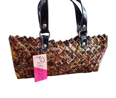 VINTAGE/Y2K Handbag (NEW/NWT) Prezzo RECYCLED WRAPPER Patent Finish DOGS Satchel - Image 1 of 4