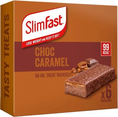 SlimFast Chocolate Caramel Snack Bar Multipacks, 5 x 6 Bar Multipack 30 Bars Tot - Image 1 of 2