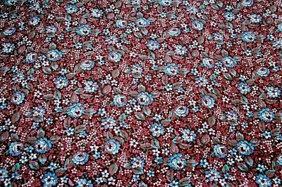 Vintage Blue & White Roses on Purple Background From Springs 44" Wide - Image 1 of 2