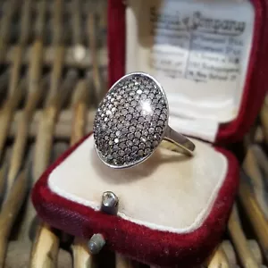 925 Sterling Silver Ring, Natural Champagne Diamonds Ring, Size O US 7.25 - Picture 1 of 9