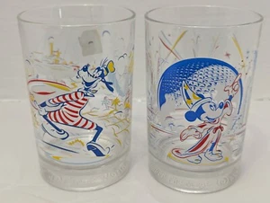 1996 McDonald's Glasses Walt Disney World 25th Anniversary 2 Goofy Mickey - Picture 1 of 8