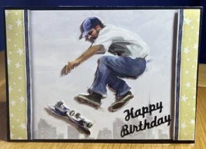 Tarjeta de cumpleaños hecha a mano A6 con temática de skateboarding - Imagen 1 de 4