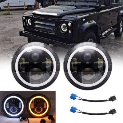 2pcs DOT 7" Inch Round LED Headlight DRL Signal Light For Jeep Wrangler 07-18 JK - Image 1 of 4