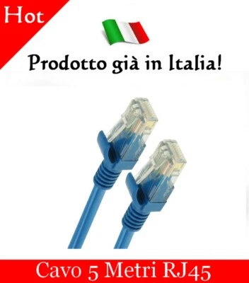 CAVO di RETE Ethernet 5 m Metri RJ45 CAT5e UTP LAN Patch ADSL Switch ROUTER 5mt  - Immagine 1 di 4